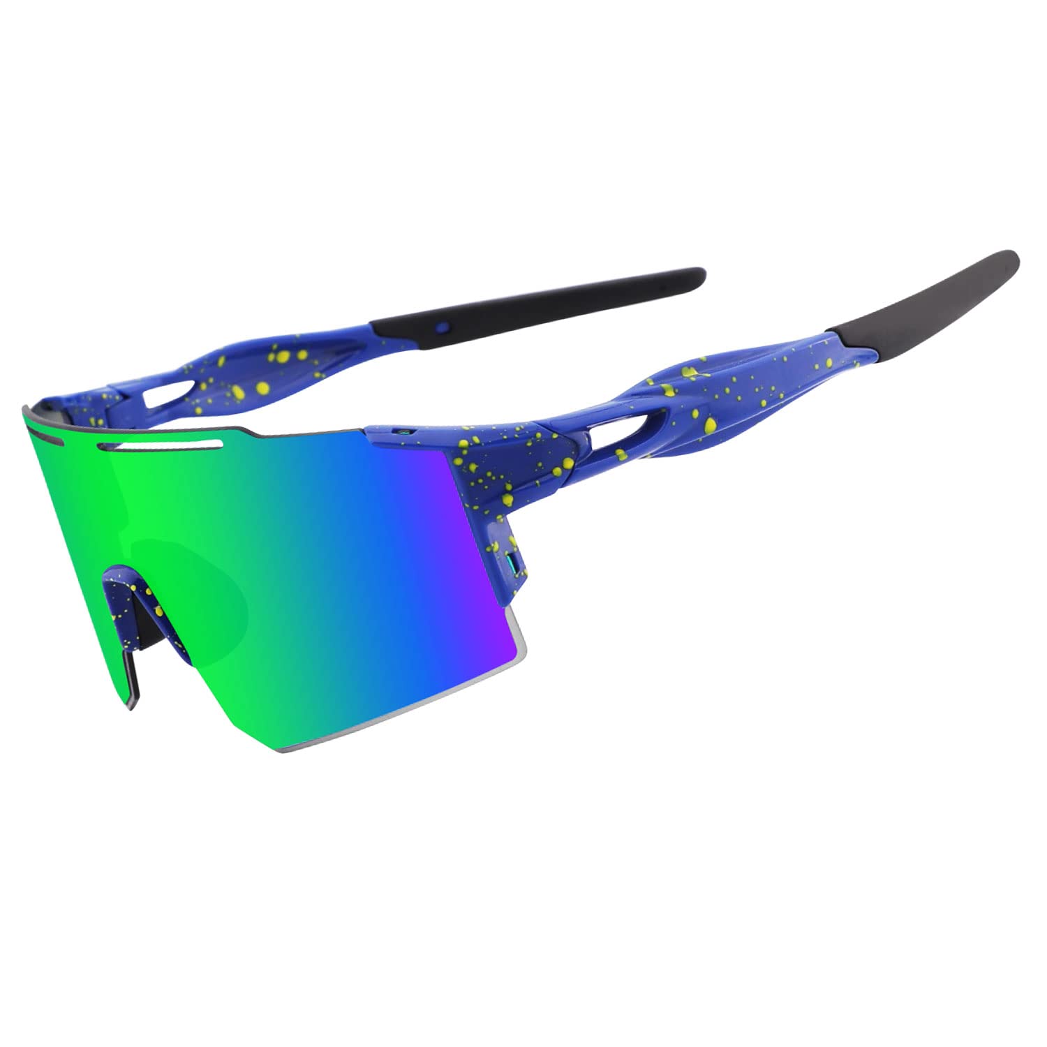 Eninedeuisou Green Sunglasses Unisex Adults UV400 Protection Shield Sunglasses for Cycling, Running, Golf, Baseball