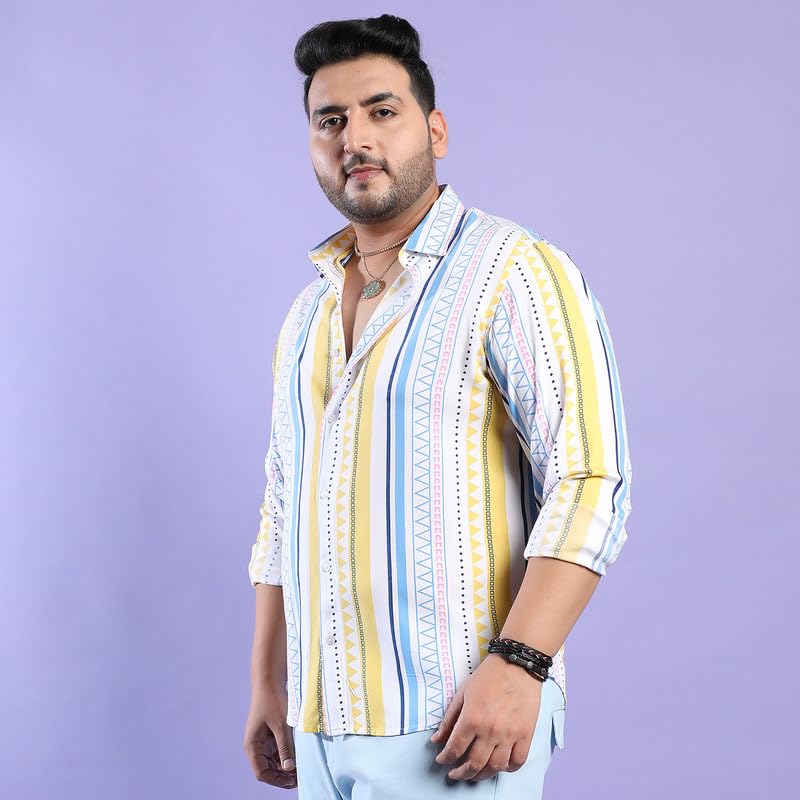 Image of Instafab Plus Men's Shirt for Casual Wear | Spread Collar | Button Closure | Plus-Size Fit | Short Sleeve | Cotton Shirt Crafted with Comfort Fit for Everyday Wear