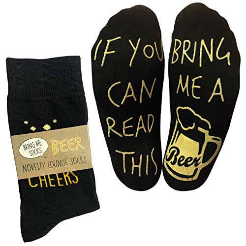 bring me socks 'If you can read this bring me a beer' Funny Novelty Calf Lounge Socks for a Beer Gift, One size