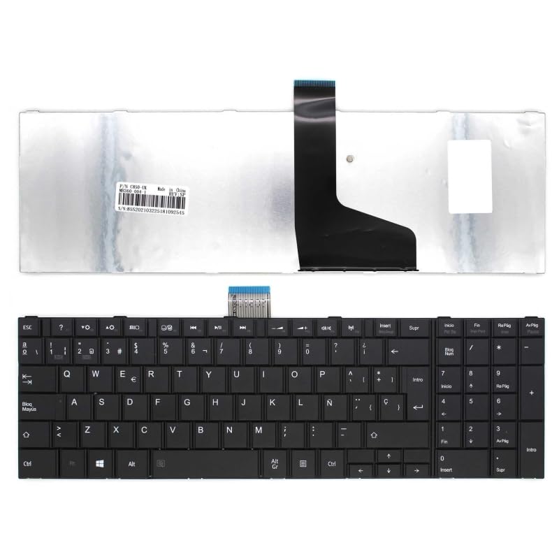 PORTATIL MOVIL   Teclado Compatible con Toshiba Pro L850 C850 C855 L855 C870 Teclas Recambio Keyboard Replacement Piezas Renovar Interior Laptop PC Computadora Fácil