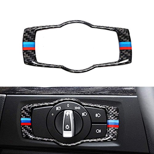 Thor-Ind Carbon Fiber Headlight Switch Button Cover Trim Frame for BMW Old 3 Series E90 E92 E93 2005-2012 Car Interior Decorative Stickers (Headlight Switch Trim)
