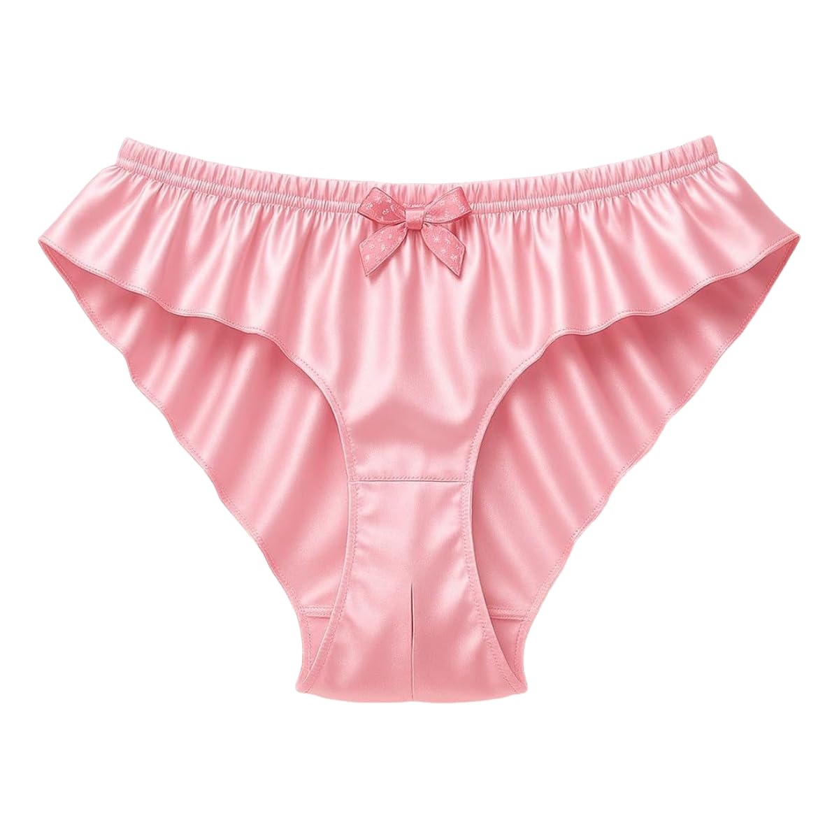 women’s satin ruffle panties – pink sexy open back lingerie | soft silky french knickers with bow, elegant & comfortable underwear for special occasions