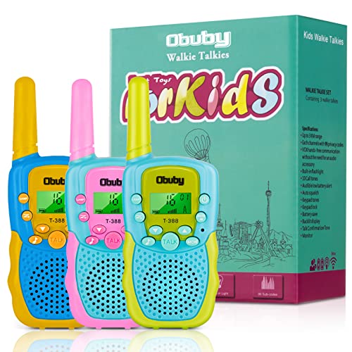 Obuby Toys for 3-12 Year Old Boys Girls Walkie Talkies for Kids 22 Channels 2 Way Radio Gifts with Backlit LCD Flashlight 3 KMs Range Gift Toy for Age 3 up Boy Girl to Outside, Hiking, Camping