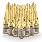 Nakamichi FanLock 24K Enchufe de banana chapado en oro 10 AWG - 18 AWG calibre 4 mm para Altavoces Amplificador Receptor AV Estéreo Teatro en Casa Cable de Audio Conector, 36 piezas (18 pares)