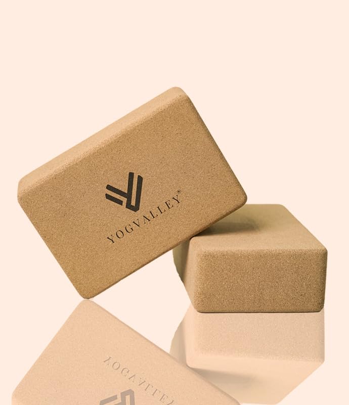 YOGVALLEY|Eco-Friendly Cork Yoga Block – Durable & Non-Slip Support for Yoga & Stretching|CORK BROWN