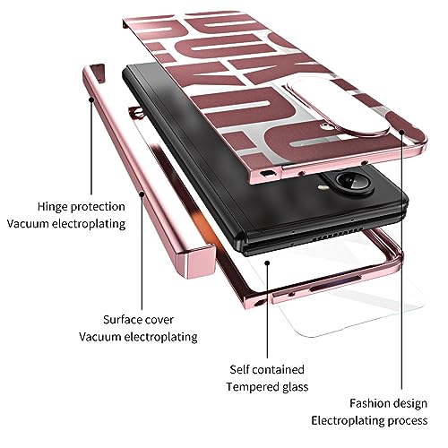 Coque Samsung Z Fold 5 de qualité supérieure avec dos PC transparent et placage rose - 5