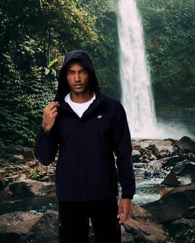 Image of YuKaiChen Mens Rain Jacket Waterproof Hooded Windbreaker Jacket Lightweight Outdoor Hiking Shell Coat