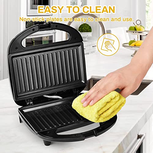 Refura 2 slice non-stick sandwich grill 750w re-910 sandwich maker/panini presses with handle locking system, indicator light, overheat protection | appliances, black