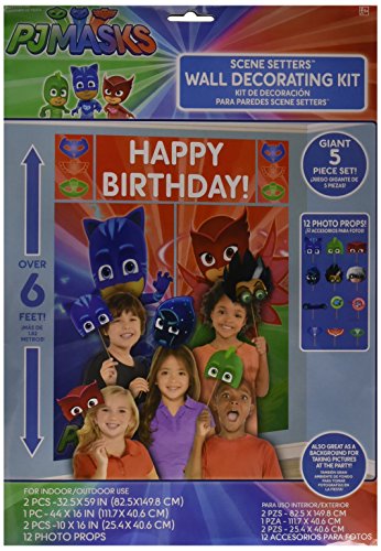 amscan PJ Masks Wall Poster Decorating Kit w/ Photo Props (17pc), Multicolor, One Size (670623) - //coolthings.us