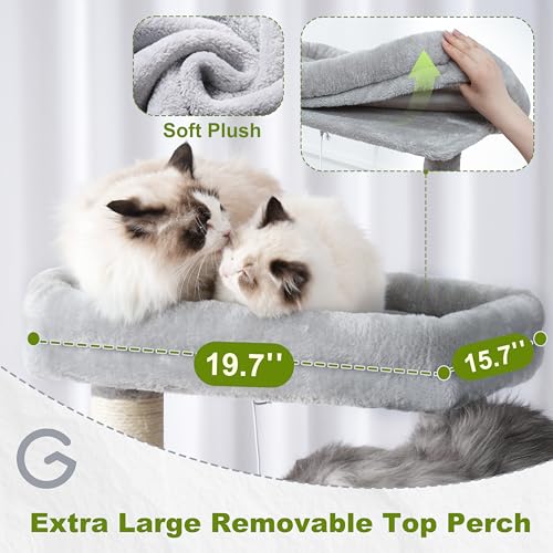 Image of Gitelsnour Cat Tree, 63'' Cat Tower for Large Cats, Big Hammock GCT020W