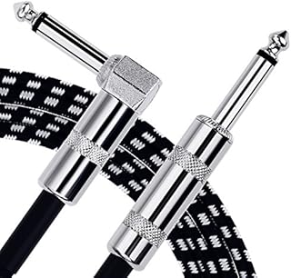 Anpro 3 m kabel instrumentalny 6,3 mm ochrona przed hałasem z wtyczką kątową i 1 standardowym gniazdem jack do gitary elektrycznej, gitary basowej, keyboardu, jednorazowego użytku
