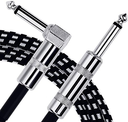 Anpro 3 m kabel instrumentalny 6,3 mm ochrona przed hałasem z wtyczką kątową i 1 standardowym gniazdem jack do gitary elektrycznej, gitary basowej, keyboardu, jednorazowego użytku