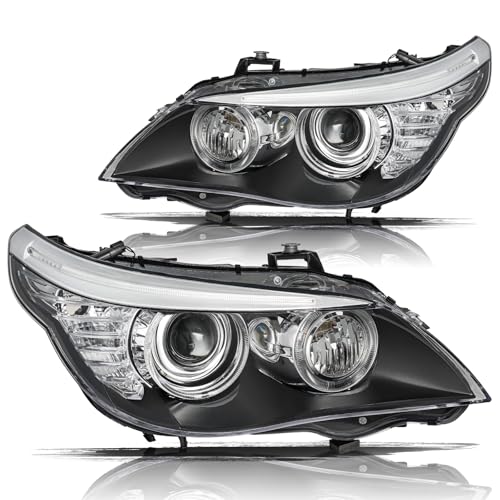 Aosky - For 2008 2009 2010 BMW E61 528i 535i 550i HID/Xenon Headlights w/AFS Models, Factory Projector Style w/LED DRL Left and Right Side LH RH