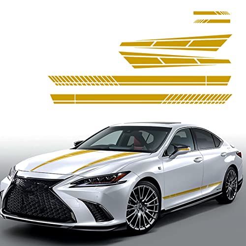 Qianbao 6Pcs Car Side Sticker Rear View Mirror Stickers Auto Hood Sticker Body Racing Sports Decals Set Stripe Graphics Body Sports Decoration Decals Gold #TOP27