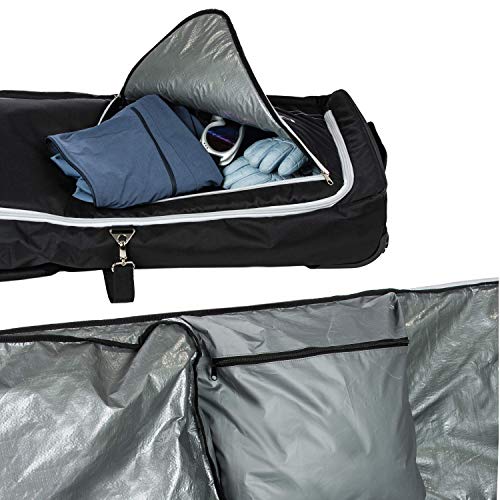 Athletico Rolling Double Ski Bag - Padded Ski Bag With Wheels For Air Trave (Black, 190Cm) #TOP4