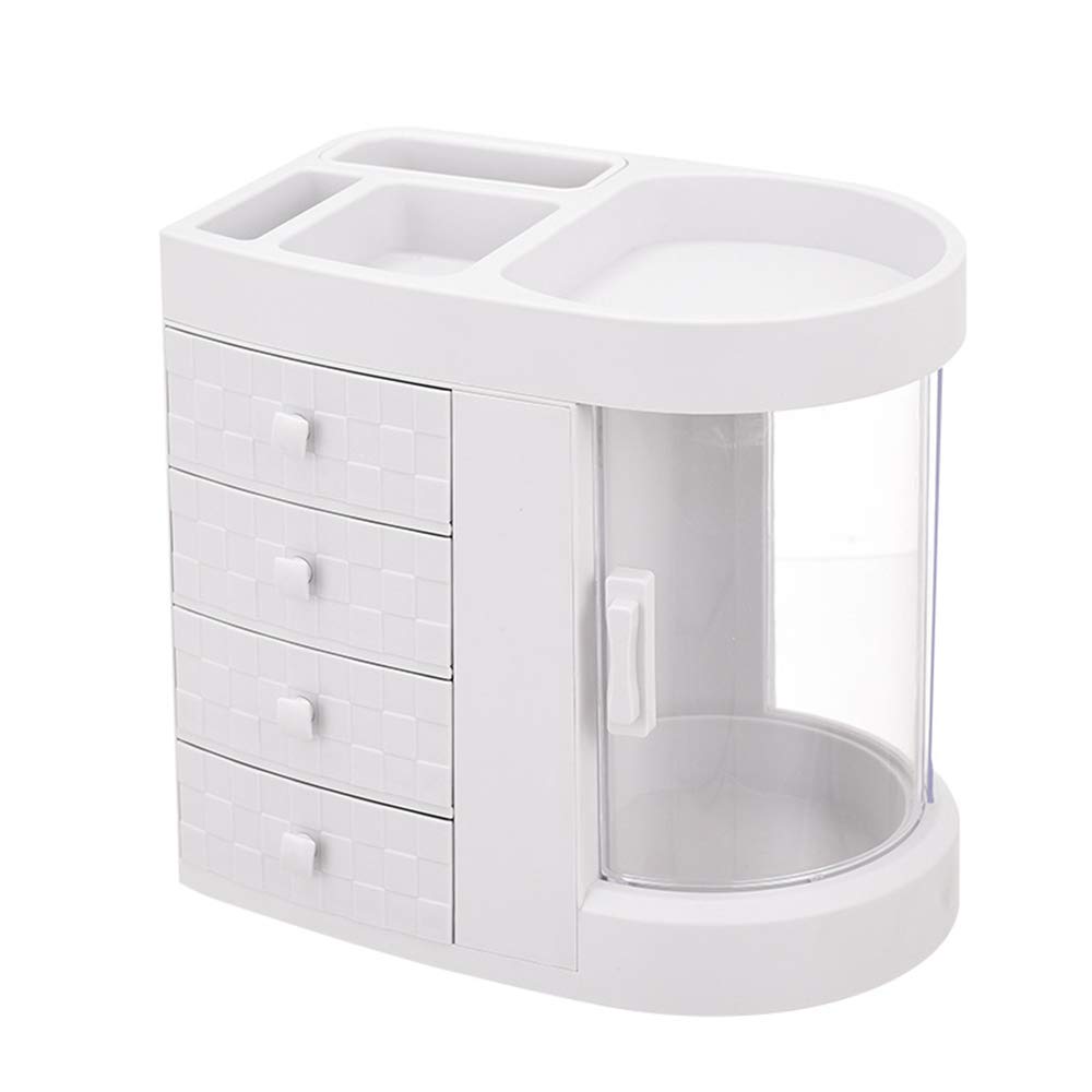 Caja Organizador de Maquillaje, Organizador de Cosméticos, Compartimento de Almacenamiento de Cosméticos con Múltiples Funciones Saludable, White