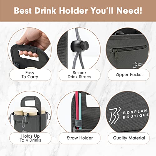 Drink Caddy For Take Out. Reusable 4 Cup Drink Carriers For Hot And Cold Drinks. No Spill Cup Holder. Perfect Drink Caddy For Uber Eats Or Doordash #TOP3