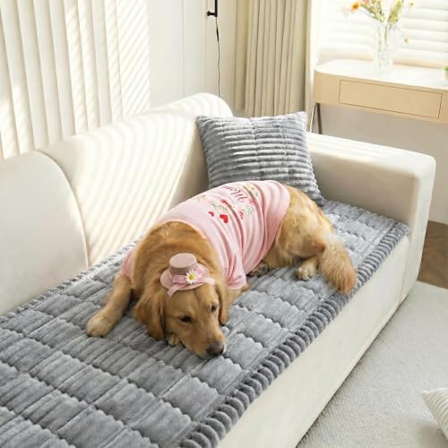 Deisy Dee Pet Friendly Couch Covers for Dogs, Washable Sofa Protector for Sectional & 3 Cushion Sofas, Non Slip Furniture Cover