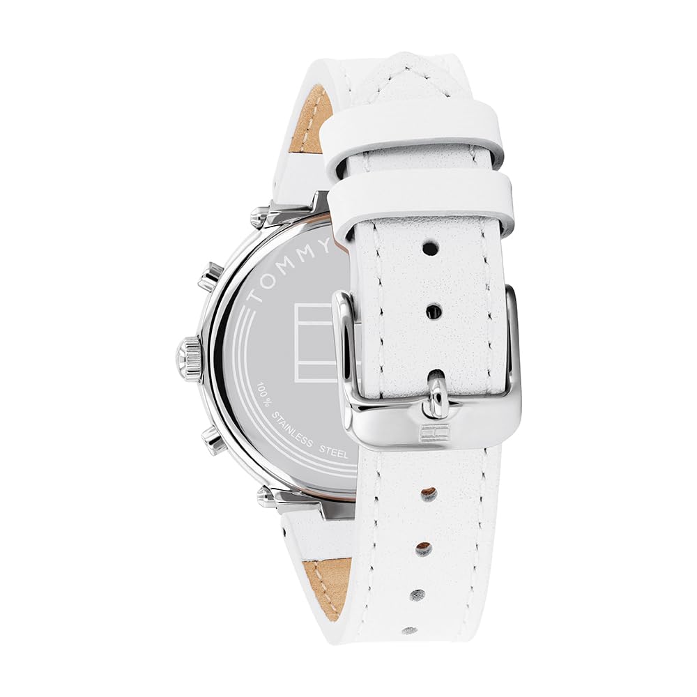 Tommy Hilfiger Multi Zifferblatt Quarz Uhr für Damen mit Weisses Lederarmband - 1782352