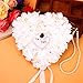 Caja de anillo de bodas, fondo de encaje Soporte de anillo en forma de corazón Cojín de anillo rosa con cinta Decoración de flor de espuma de perla de cinta