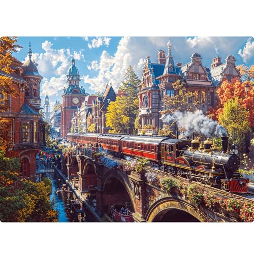 Trem pela cidade - Quebra-cabeça 1000 peças - Game Office - Toyster Brinquedos