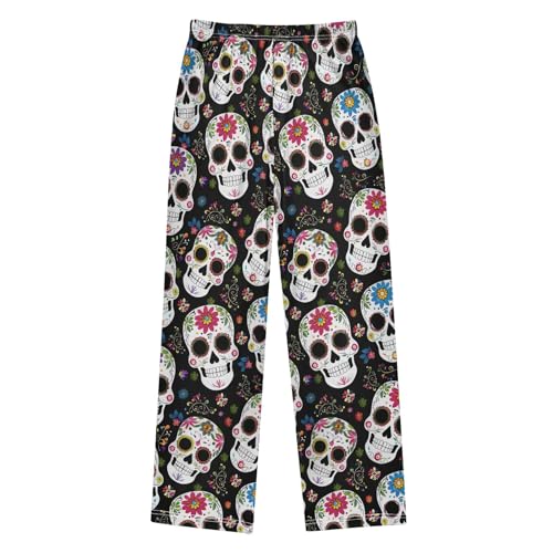 Pajama Pants Lounge Sleep PJ Bottoms Sleepwear Elastic Waist Drawstring S Skull2