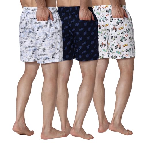 Image of Urban Scottish Ultra-Comfortable Men's Boxer Pants (Pack of 3) - 100% Cotton Material with A Stylish Print - Soft and Stretchy Elastic Waist Band - Dynamic Movement and Hardwearing Stitching