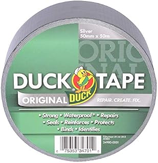 Duck Tape Original Silver, 50mm x 50m (Twin Pack), the Original High Strength Waterproof Gaffer and Duct Adhesive Cloth Repair Tape
