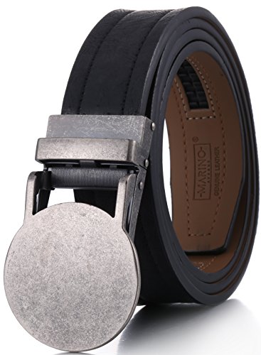 Image of Marino Men's Comfort Click Ratchet Belt Casual Leather Belt for Men - Automatic Linxx Buckle, 1 3 /8 inch Wide - Elegant Gift Box
