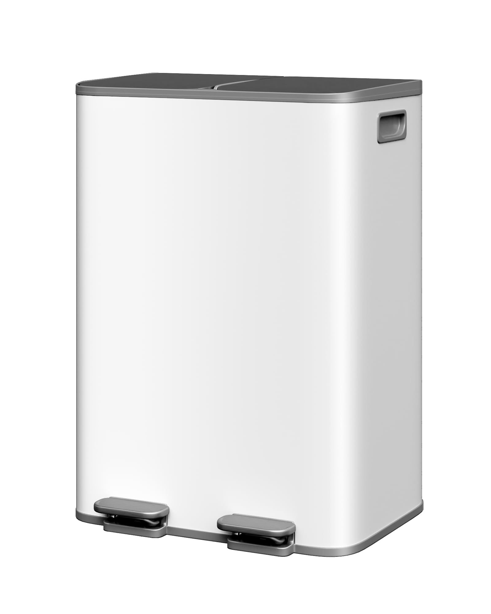 GarveeHome 2 x 8 gal Stainless Steel Double Trash Can with Lid for Kitchen, Large Dual Trash and Recycle Bin Combo, Step-on Kitchen Metal Garbage Cans