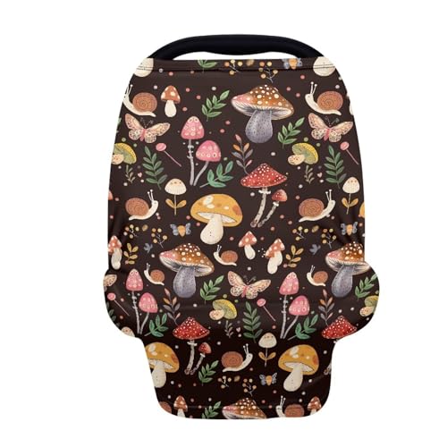 Image of ZFRXIGN Mushroom Car Seat Covers Canopy for Babies Nursing Cover Scarf Shopping Cart Cover Light Blanket Stroller Cover Girls Gifts Snail Animal Baby Car Seat Cover