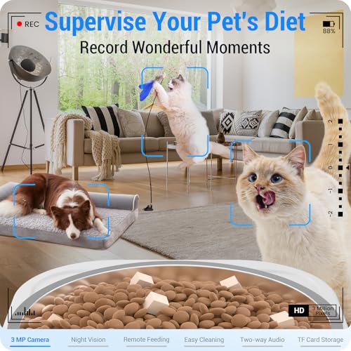 Automatic Cat Feeder with 2K Camera: 5G WiFi Automatic Dog Feeder with Night Vision,Cat Food Dispenser with 7L Large Food Storage Container for Multiple Pet,Detachable for Easy Clean -29 Cup - Image 3