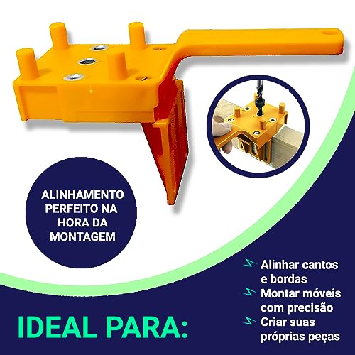 Kit Gabarito Para Cavilhas 6,8, 10mm Com Brocas de Perfuração Autocentralizante Guia de Furos Perfur
