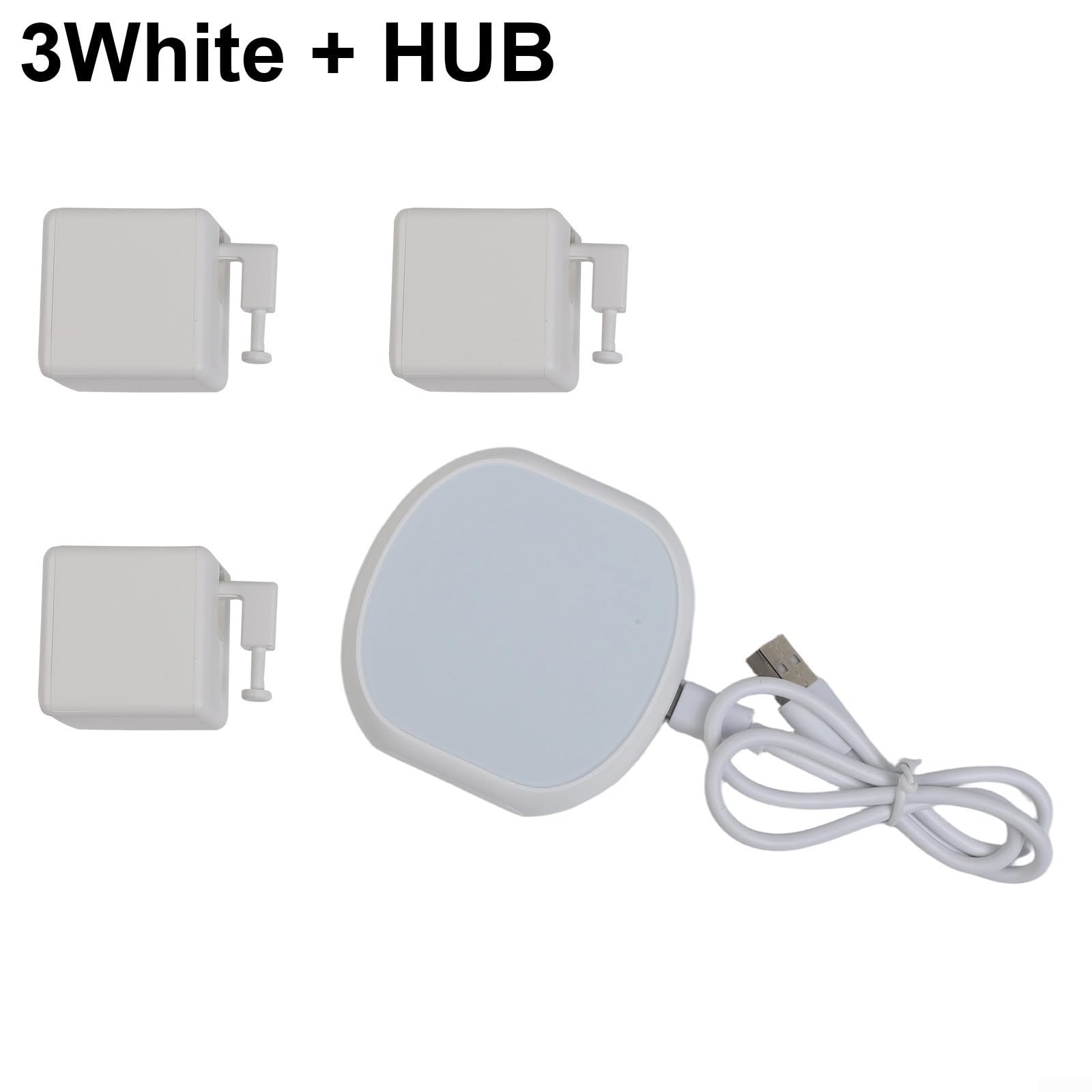 Pour poussoir intelligent compatible avec les télécommandes, batterie, mouvement réglable vers le haut et vers le bas, application contrôlée pour la domotique (3 blancs + concentrateur)