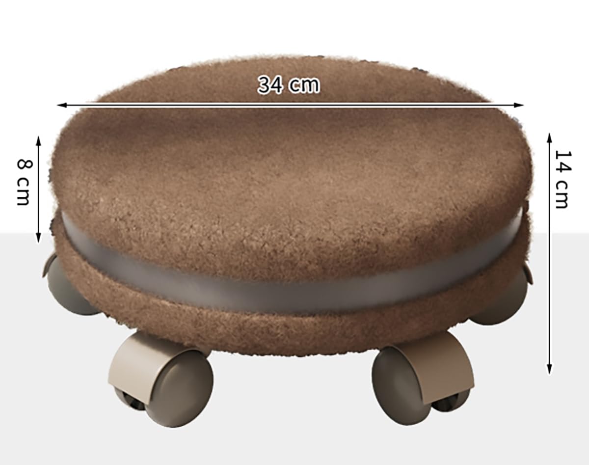 Sedile basso con 5 ruote silenziose, girevole a 360 gradi, sedile rotondo per casa, ufficio, fitness, garage, negozio, blu