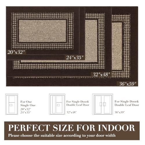Image of hicorfe Door mat,Dirt Trapper Absorbent Non-Slip Welcome mat (Brown, 20 inchx32 inch(Rectangular))