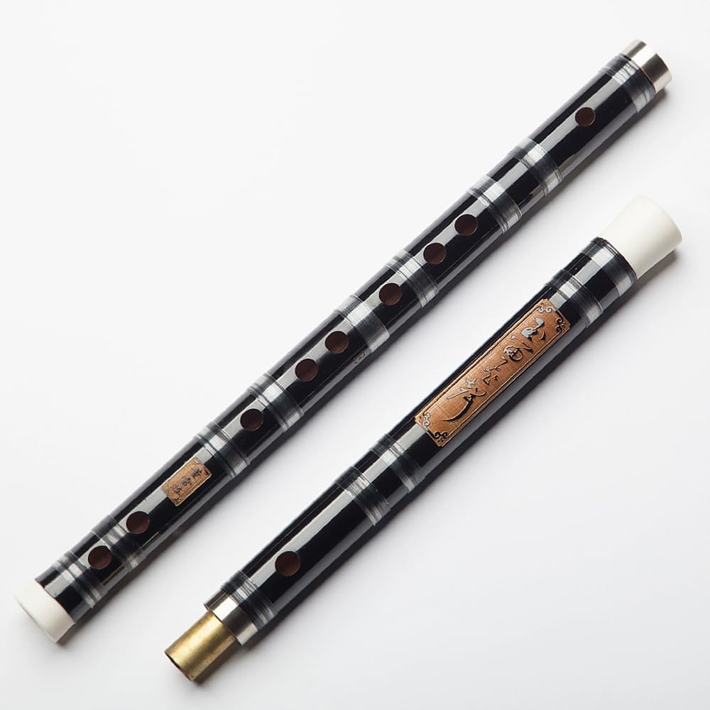 HCZKIUJY Black Bamboo Flute (2 Sections), Suitable for Beginners To Give The Entry-Level Folk Wind Instrument (#G)