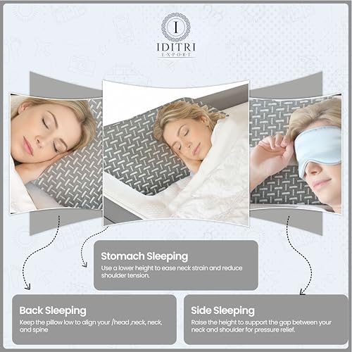 Image of Cervical Support Pillow, Grey Memory Foam Ergonomic Contour for Neck Relief, Breathable Jacquard Cover, Orthopedic Bedding for Better Sleep, Side and Stomach Sleepers,50x30x6 cm