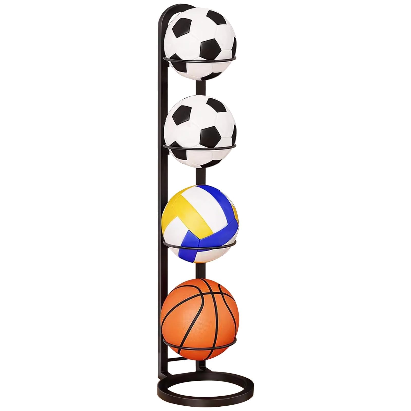 Ballturm Mit 4 Ebenen,Ballaufbewahrungsregal,Mehrschichtiger Display-Dekorationsständer, Abnehmbarer Ball-Organizer, In Der Garage Montierte Aufbewahrungssysteme For Basketball, Fußball Und Volleyball