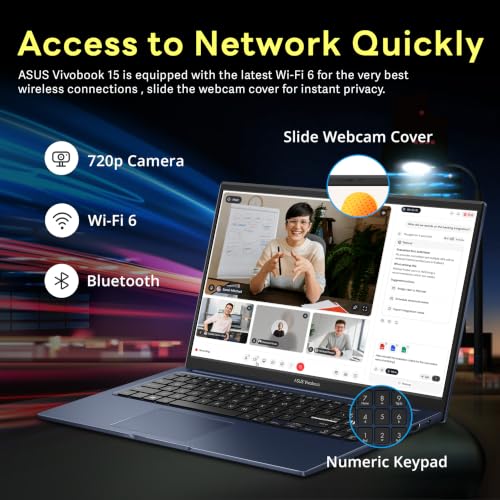 Image of ASUS Vivobook 15.6 inch FHD Business Laptop, Intel Core 3 100U, 8GB DDR5, 1.12TB Storage (128GB SSD + 1TB Docking Station Set), Intel Graphics, Number Pad, 720p Webcam, Wi-Fi 6, Win 11 Pro, Quiet Blue