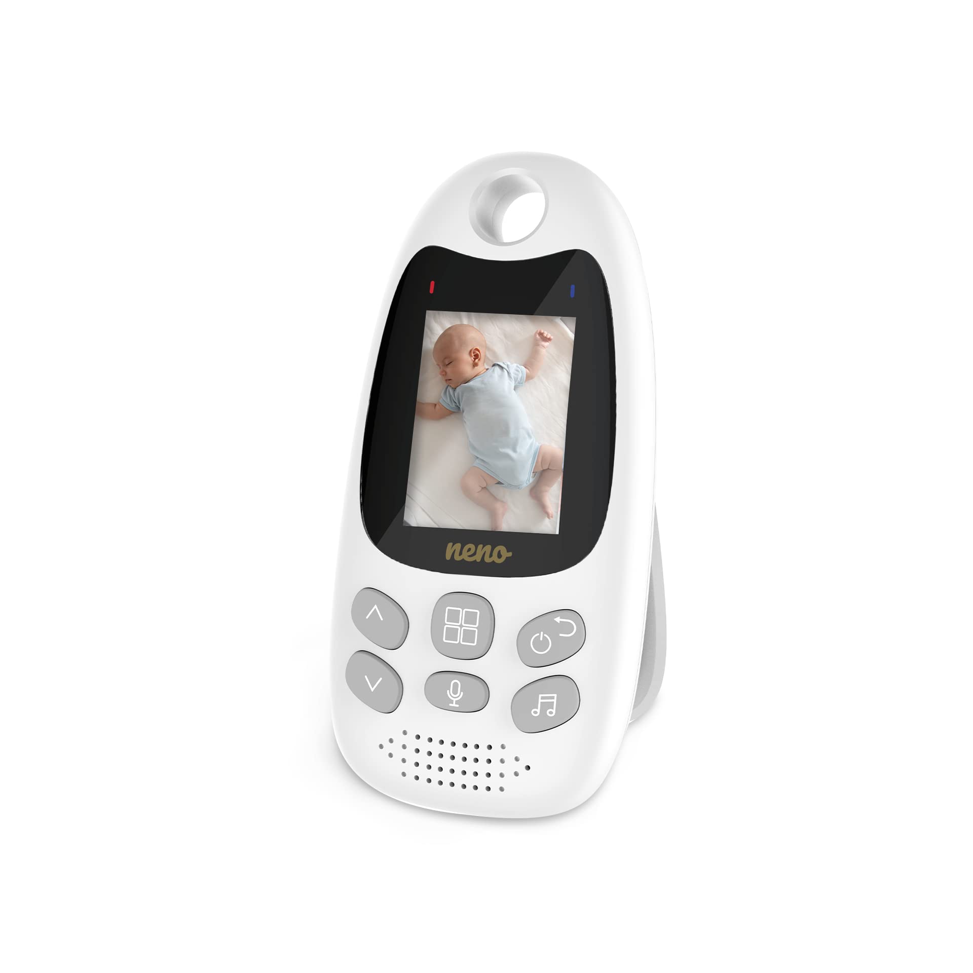 Neno Gato 2 Baby Monitor con fotocamera da 2 pollici, audio a 2 vie, visione notturna, 8 ninne, sensore di temperatura