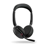 Jabra Evolve2 65 Flex zestaw słuchawkowy stereo z Bluetooth, Czarny | Bezprzewodowa podkładka ładująca, technologia Jabr