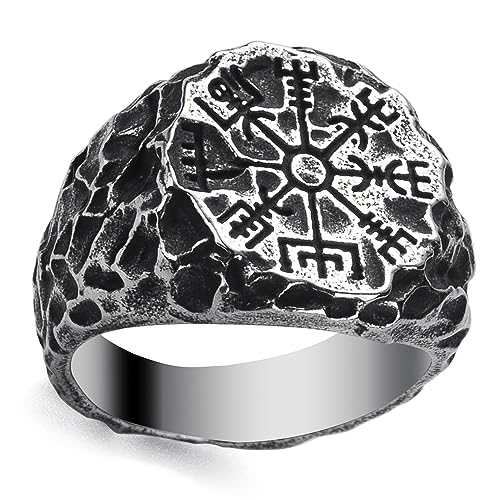 Bague viking WESTMIAJW pour hommes, bague nordique viking loup/corbeau/boussole/arbre de vie, bijou pour hommes, taille Q/S / T1/2 / V1/2 / Y/Z+1, Acier inoxydable