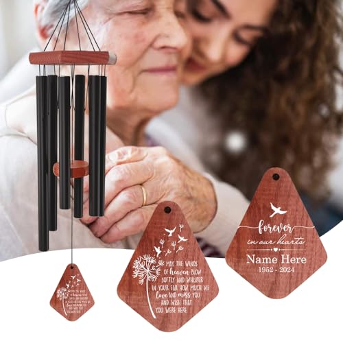 Image of ASTARIN Personalized Wind Chimes for Outside Deep Tone,Customized Windchime Outdoors, Chimes for Outdoors,Sympathy Wind Chimes Memorial for Mom Dad, All Metal Wind Chime