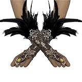 ✨Armdekoration: Diese Federarmmanschette kann ungefähr bis zur Ellenbogenposition reichen und Ihre Armlinien zur Geltung bringen. Der Armhandschuh hat ein ausgehöhltes Spitzendesign voller einzigartigem exotischen Charme. Machen Sie Ihre Armdekorationen auffälliger
