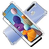for Galaxy A21 Phone Case, Samsung A21 Phone Case, with Screen Protector, Design Well Made Shockproof Slim Clear Color Soft TPU Protection Cover Cases for Samsung Galaxy A21 (Clear)