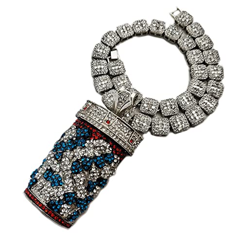 Silver plated Large Pill Bottle Icy Pendant & 12mm 16