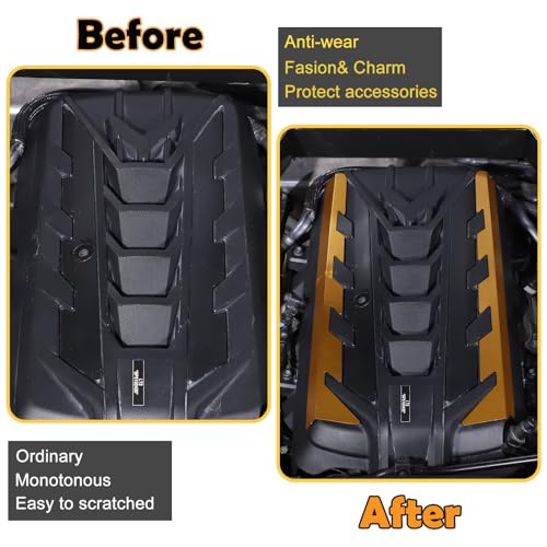 Image of CHEAYAR Engine Bay Panel Cover Compatible with Chevrolet Corvette C8 2020-2023, Engine Shroud Cover Panel Trims, C8 Accessories 2PCS (Engine Bay Trim - Yellow)