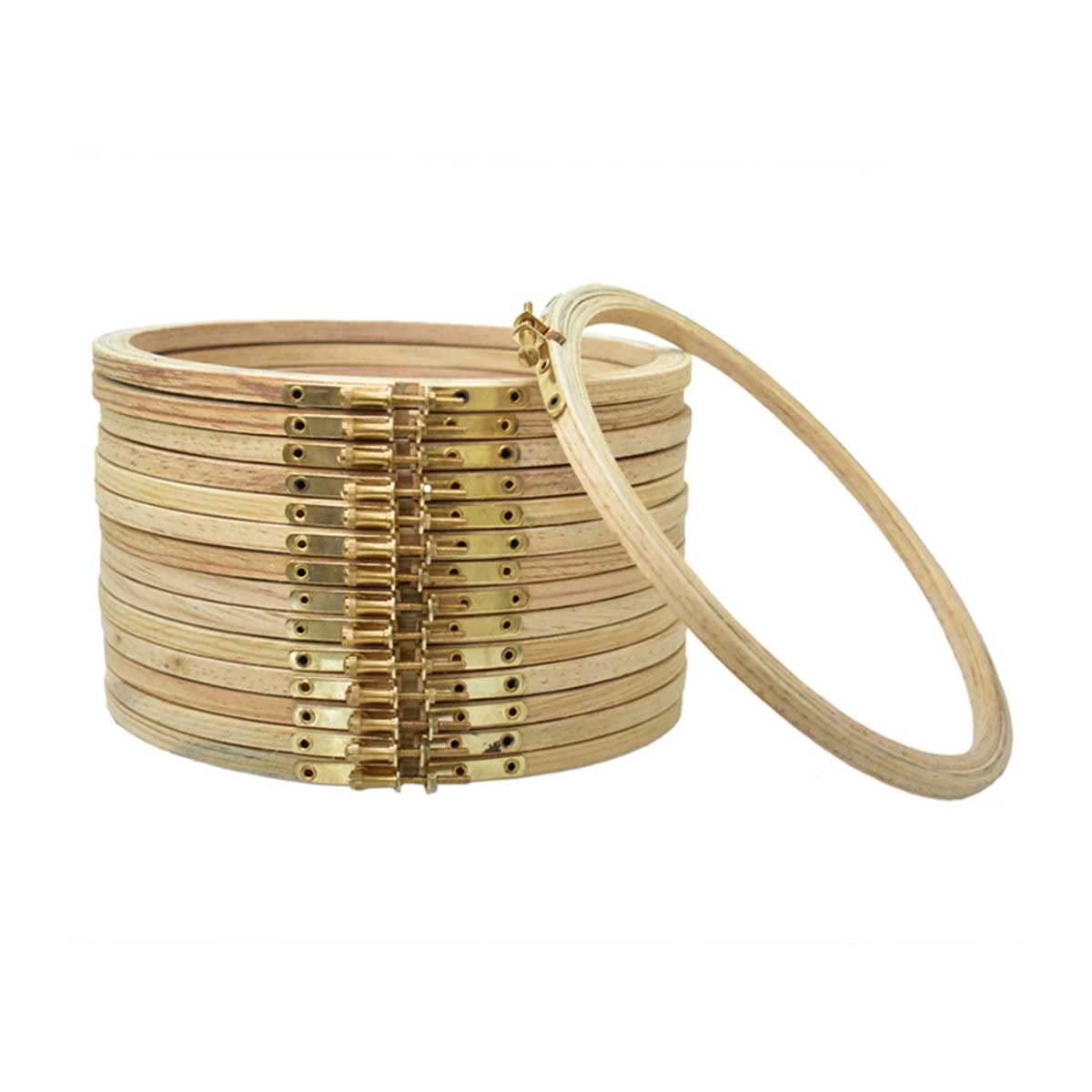 EmbroideryMaterial Wooden Embroidery Hoop Ring 8 Inch | Round Embroidery Frame with Brass Screw | Aari Work Stand | Stitching Ring | Wooden Frame for Embroidery Work