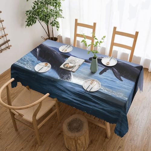 Nappe de table rectangulaire de qualité supérieure à motif baleines
